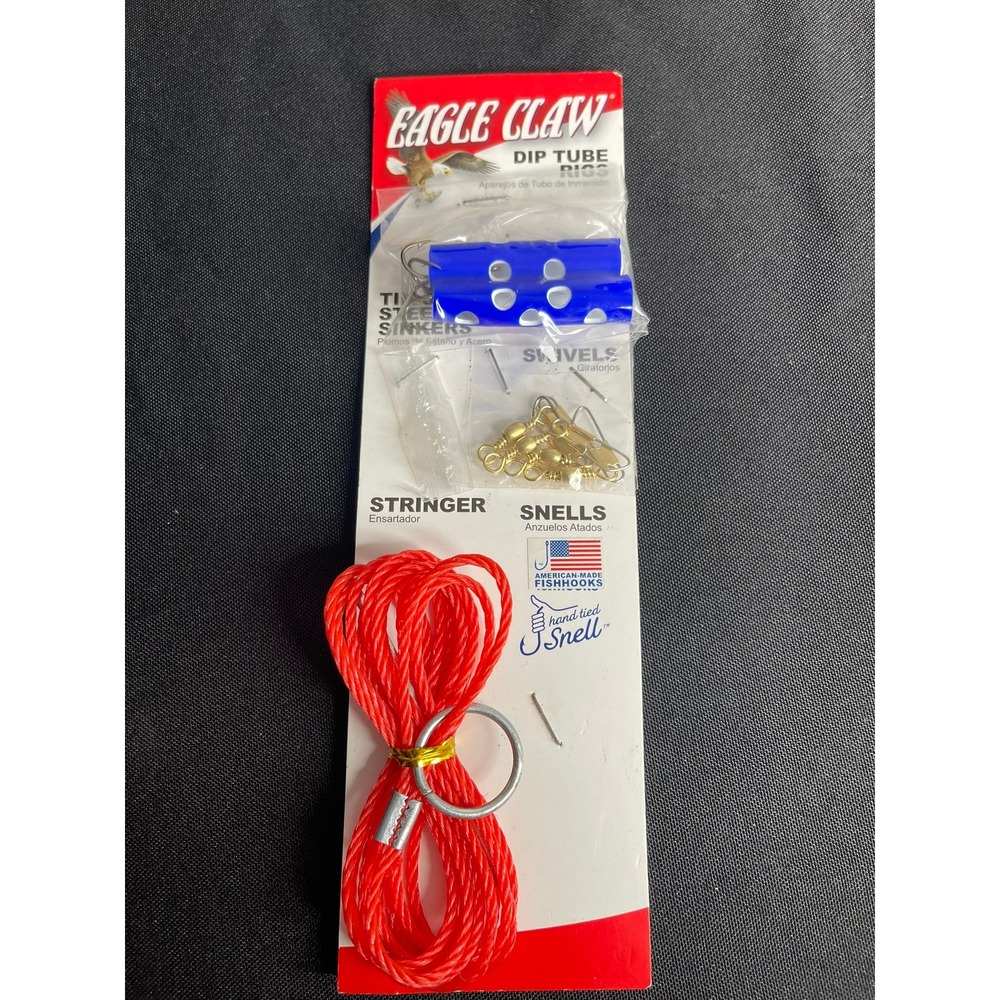 Eagle Claw Dip Tube Rigs Kit 404LR-RKIT Snells Sinkers Swivels Stringer USA Made
